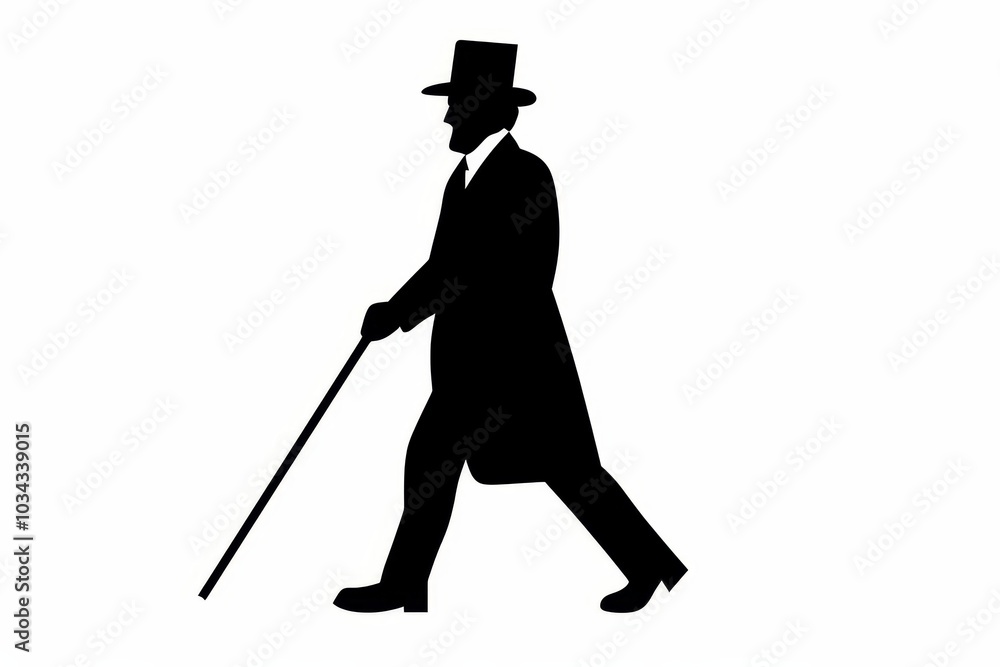 Silhouette of a man using a cane, symbolizing mobility, independence, and resilience in motion.
