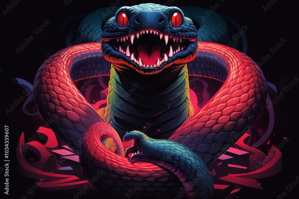 Obraz premium Immersive virtual reality experience interacting with a vibrant 3d snake in digital space