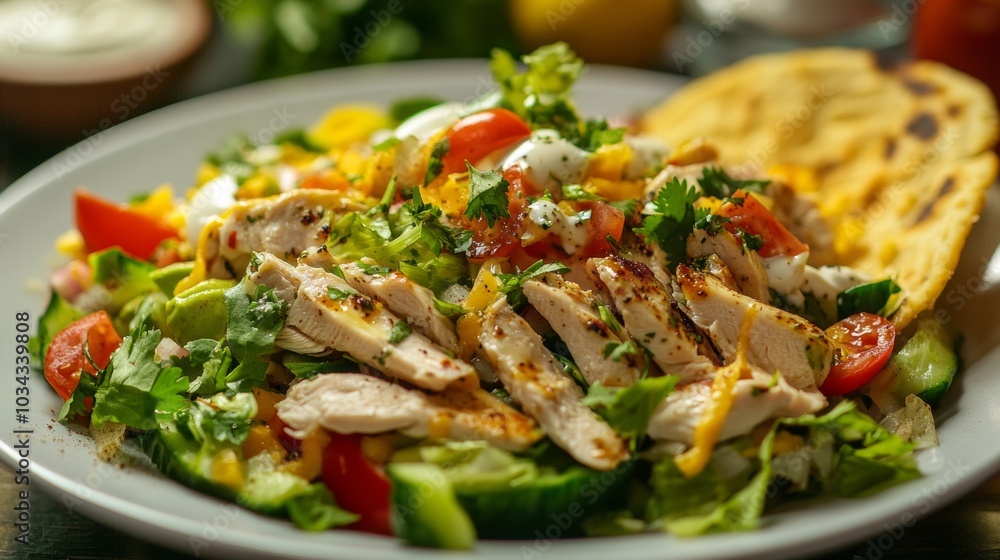 The national cuisine of Mexico: Mexican salad with chicken. The national cuisine of Mexico: Mexican salad with chicken.