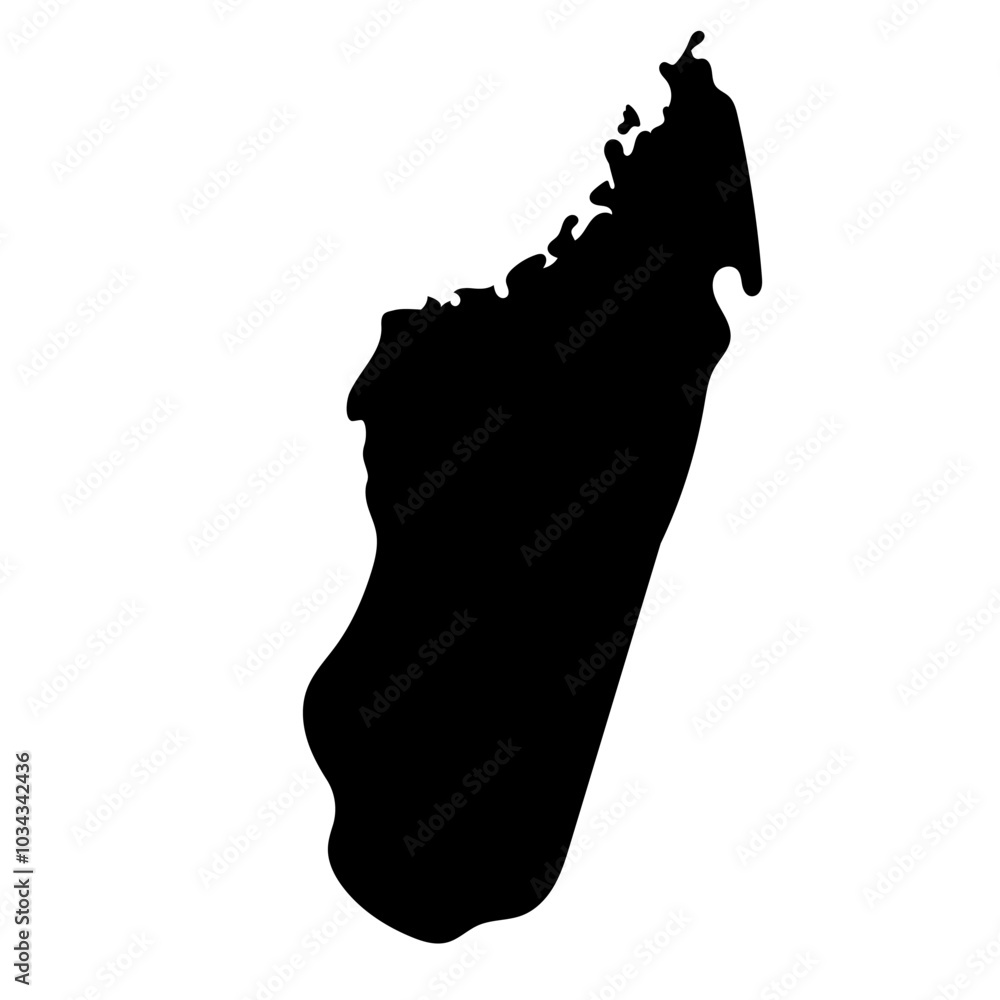 Hand drawn black map of Madagascar. Silhouette, island, Africa country geography. Vector isolated on white background Hand drawn black map of Madagascar. Silhouette, island, Africa country geography. Vector isolated on white background