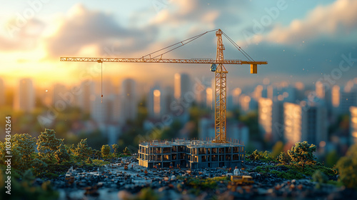 Crane Against the Background of Building Construction