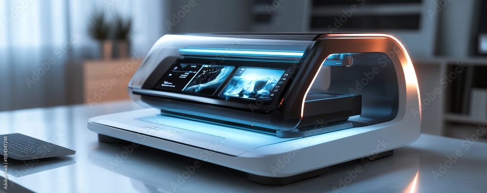 Futuristic medical device with screens. Futuristic medical device with screens.