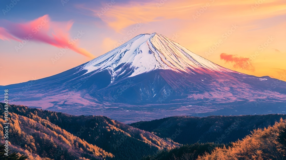 Fototapeta premium mountain fuji in morning winter. 