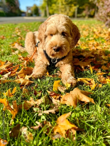 puppy in autumn park