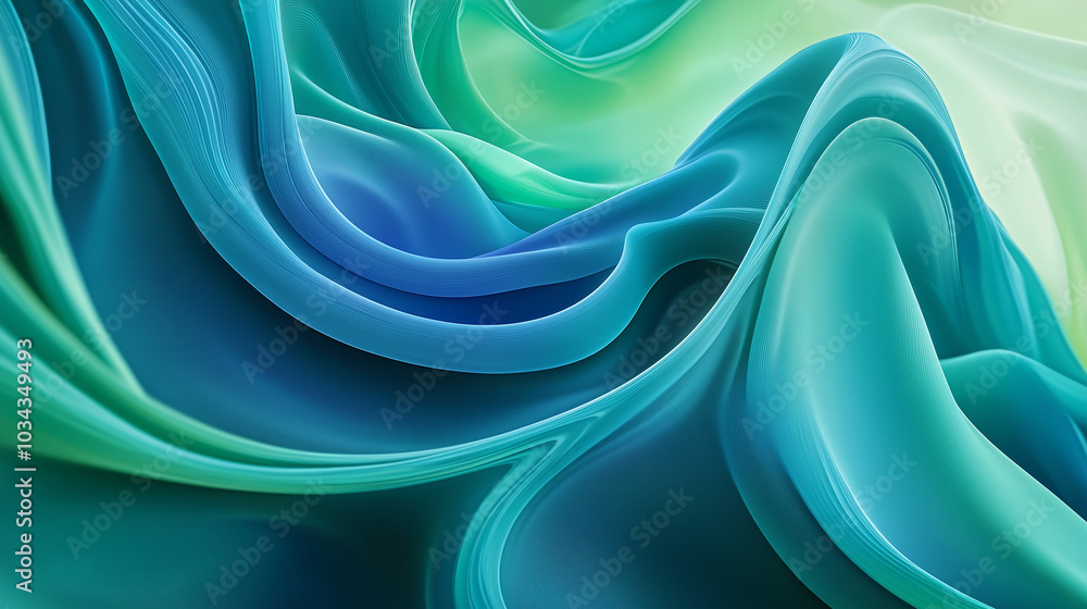 Obraz premium smooth flowing abstract shape in vibrant blue and green hues