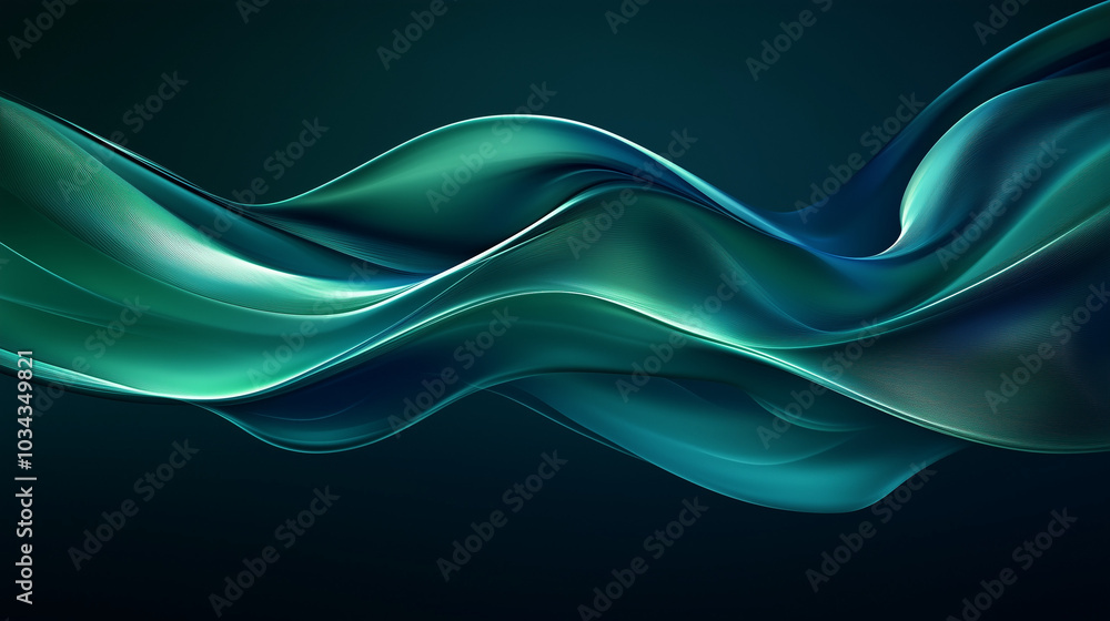 Fototapeta premium smooth flowing abstract shape in vibrant blue and green hues