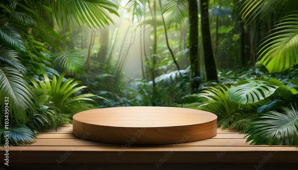 Wooden platform in lush jungle Wooden platform in lush jungle