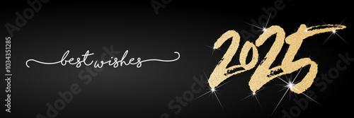 Happy new year - best wishes 2025 with colorful truncated number. Perfect vector for poster, banner, greeting and new year 2025 celebration.