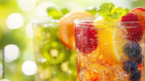 Refreshing Fruit-Infused Sparkling Water with Mint