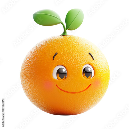 Happy orange with smile Cute Cartoon isolated on transparent background