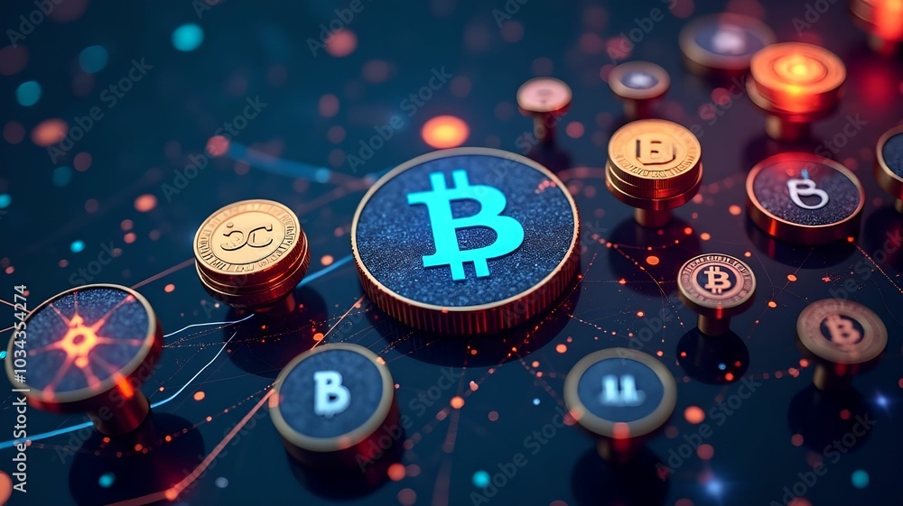 Fototapeta premium Digital currencies and investments, lots of space to copy