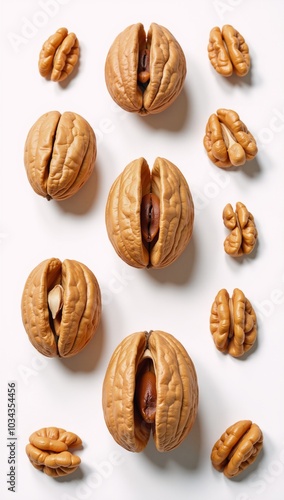 Watercolor illustration showcasing walnuts on a white background for use in nutritional contexts