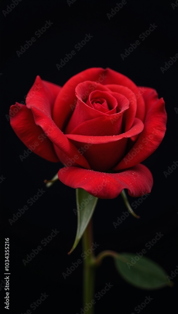 A fiery-red rose symbolizing passion and romance A fiery-red rose symbolizing passion and romance