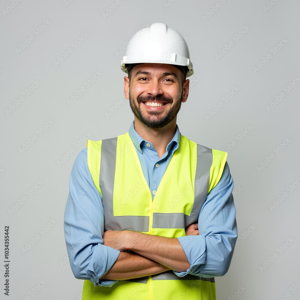 Trabalhador da construção civil engenheiro com colete e capacete para segurança 3 Trabalhador da construção civil engenheiro com colete e capacete para segurança 3