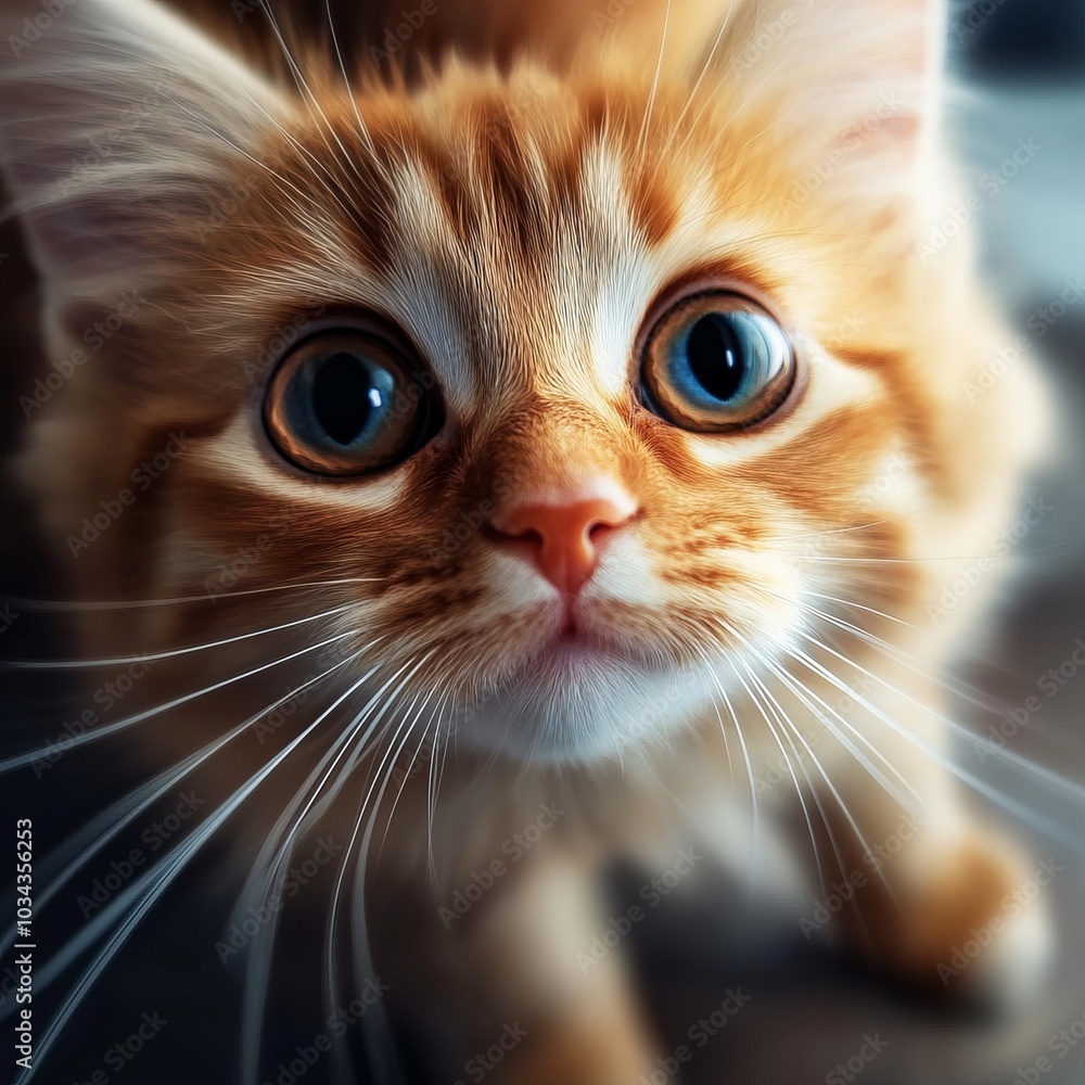 Adorable Kitten with Big Blue Eyes - Close Up Portrait Adorable Kitten with Big Blue Eyes - Close Up Portrait