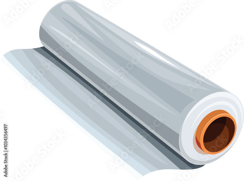 Transparent plastic stretch film on a roll for packing, isolating, and storing goods
