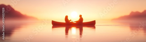 Wallpaper Mural A romantic canoe adventure at sunset embracing love and serenity amidst nature's beauty Torontodigital.ca