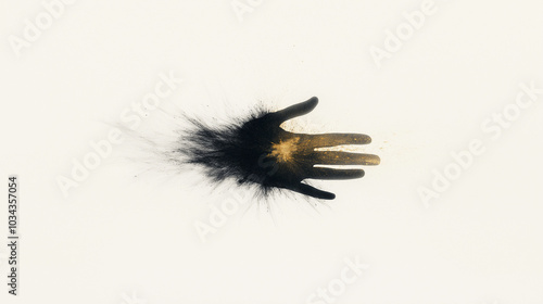 Abstract hand silhouette with fur texture on a light background representing creativity and imagination