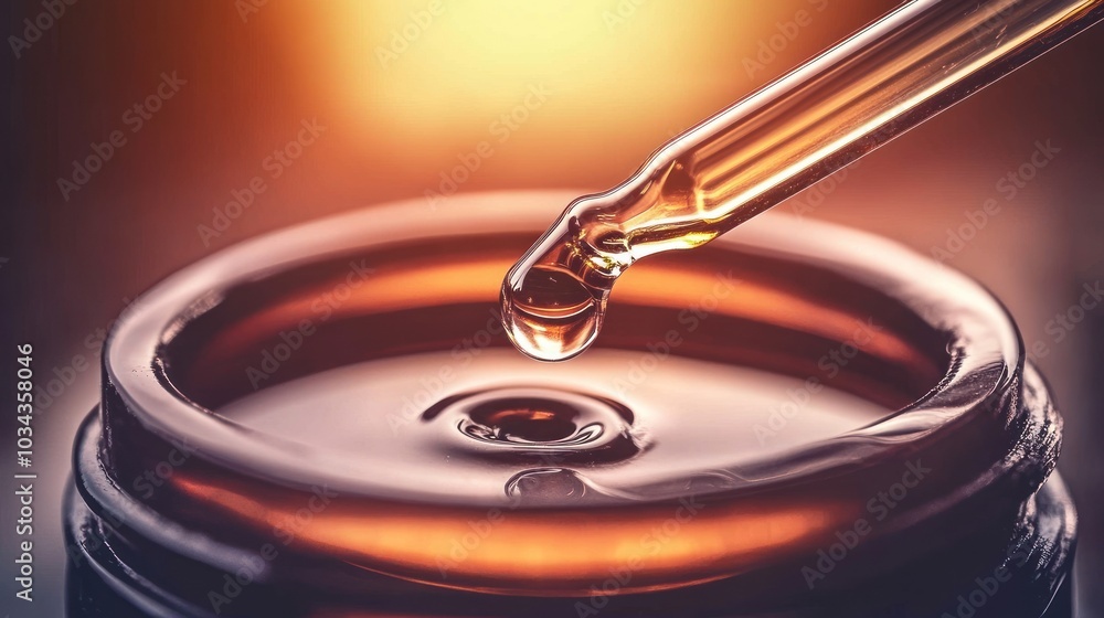 Dropper Dispensing Liquid Into a Glass Bottle Dropper Dispensing Liquid Into a Glass Bottle