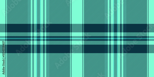 Store texture check tartan, rich plaid vector textile. Silky fabric background pattern seamless in aquamarine and dark colors.