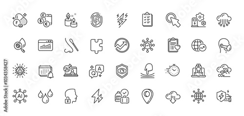 Co2 gas, Waterproof and Website statistics line icons pack. AI, Question and Answer, Map pin icons. Audit, Telemedicine, Car charging web icon. Vector