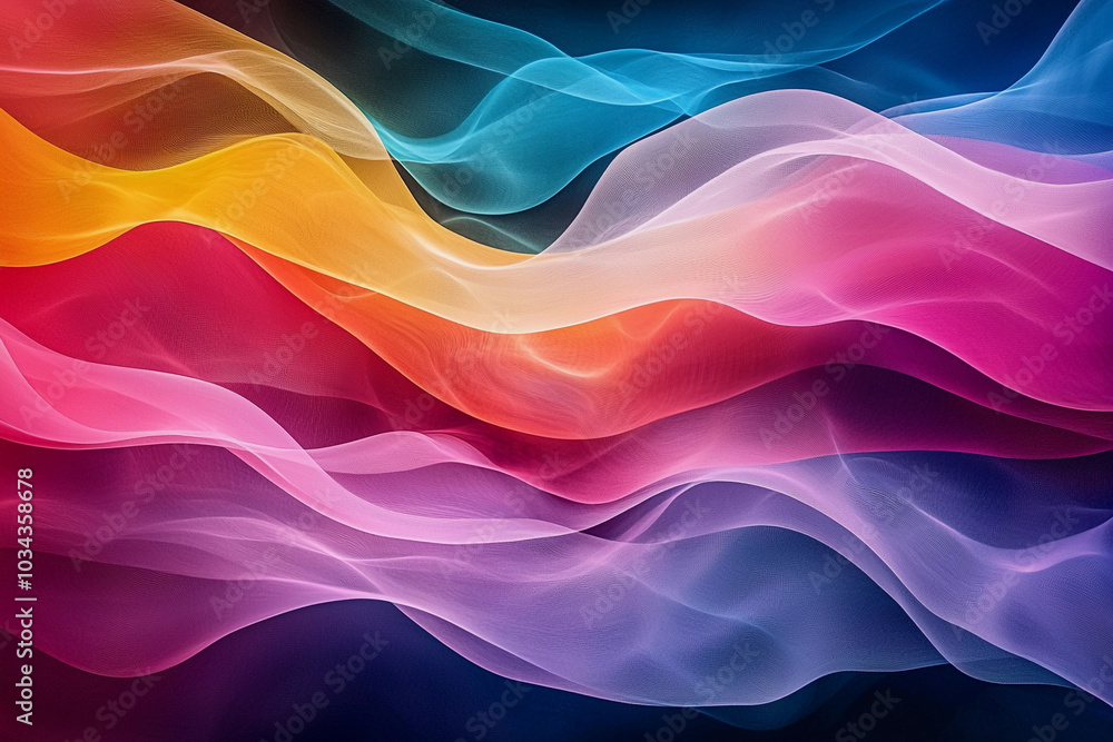 Colorful flowing waves create a vibrant abstract design at night Colorful flowing waves create a vibrant abstract design at night