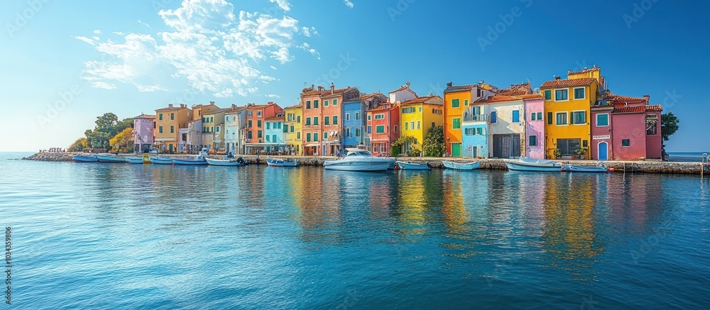 Obraz premium Colorful Waterfront Town