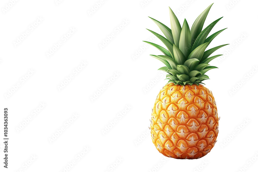 Pineapple with copy space PNG isolated on transparent background, white background. Pineapple with copy space PNG isolated on transparent background, white background.