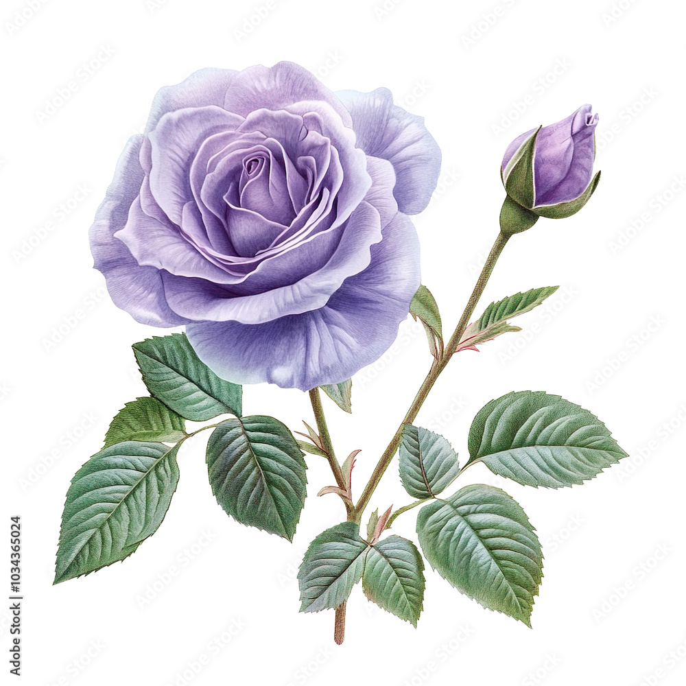 Fototapeta premium Lavender Rose Blossom isolated on transparent background