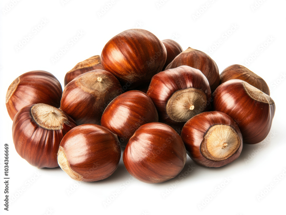 Pile of Fresh Hazelnuts on a White Background. Pile of Fresh Hazelnuts on a White Background.