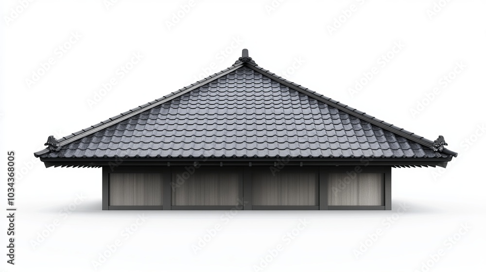 Isolated mockup of a gray hip roof with tile patterns, ready for design use Isolated mockup of a gray hip roof with tile patterns, ready for design use