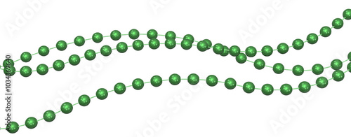 Green Mardi Gras beads over a transparent background. 3D render.