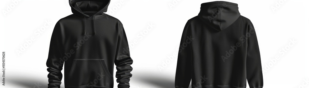 Black Hoodie Mockup Front and Back Views, Ready for Customization Black Hoodie Mockup Front and Back Views, Ready for Customization