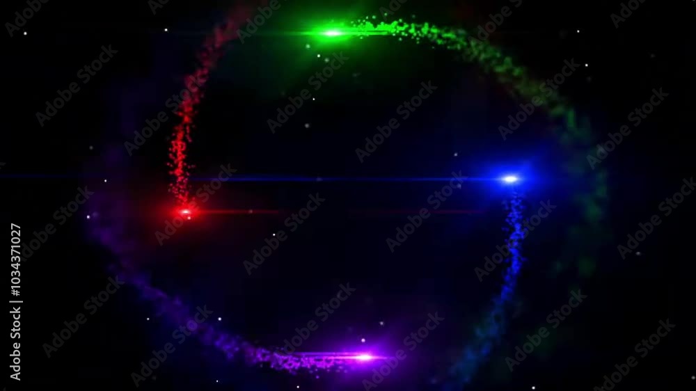 A colorful nebula with four bright stars in the center of the image. A colorful nebula with four bright stars in the center of the image.