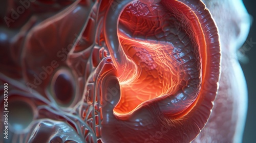 Inner Ear Anatomy A Close-Up View of the Cochlea and Semicircular Canals in 3D Rendered Detail