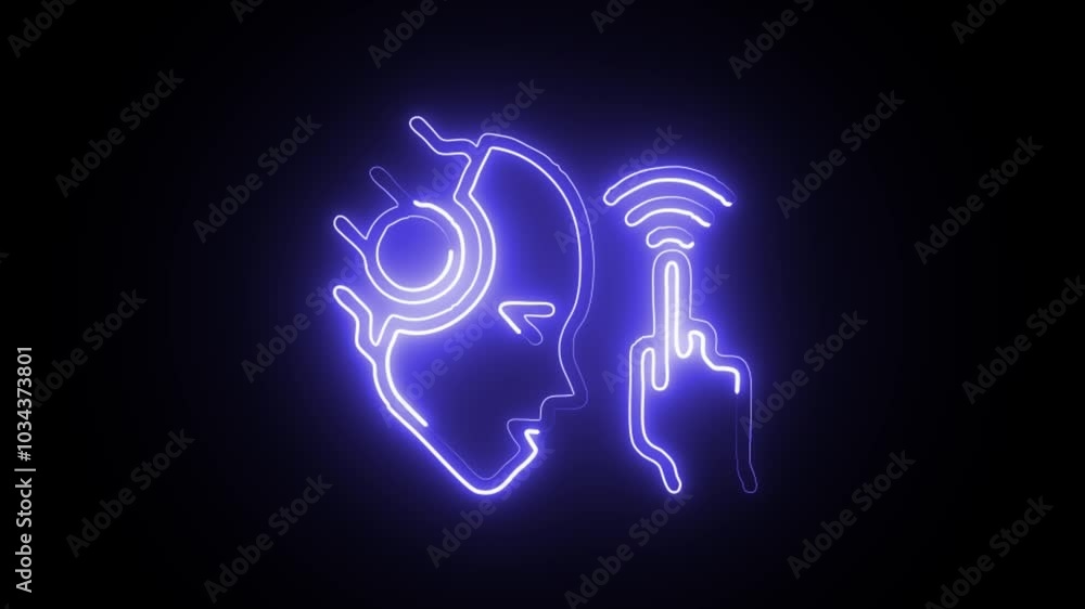 glowing neon sensor icon isolated on black background. HD video motion graphic animation glowing neon sensor icon isolated on black background. HD video motion graphic animation