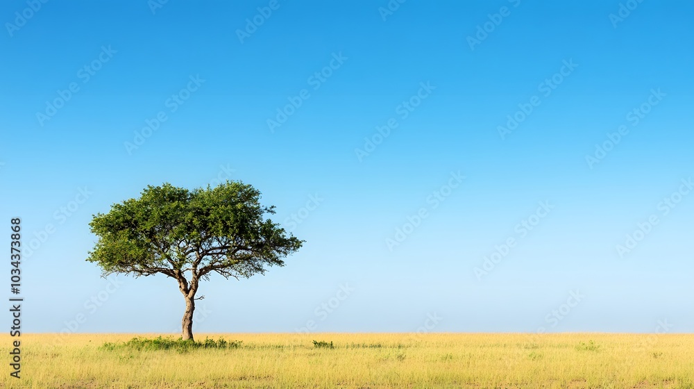 A single lonely tree in a blue sky morning. A single lonely tree in a blue sky morning.