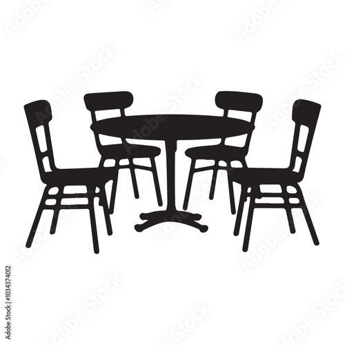 Modern classic minimalist dining table silhouette vector illustration