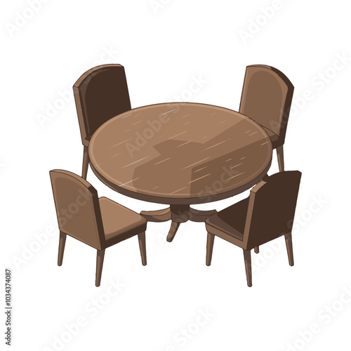 Modern classic minimalist dining table set with white background