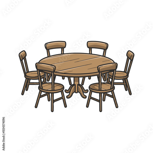 Modern classic minimalist dining table set with white background