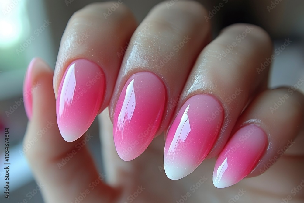 Close-up of a Hand with Pink Ombre Nail Polish Close-up of a Hand with Pink Ombre Nail Polish