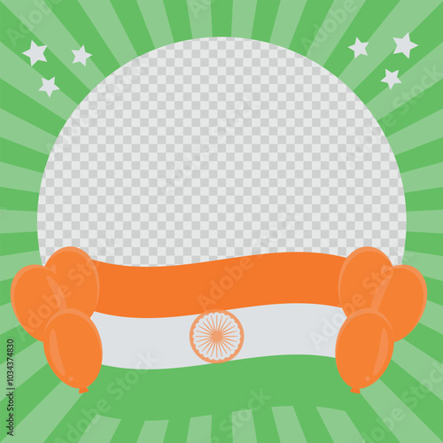 Indian Republic Day, 26 January, symbol, flag, festive balls, stars, template, layout, frame