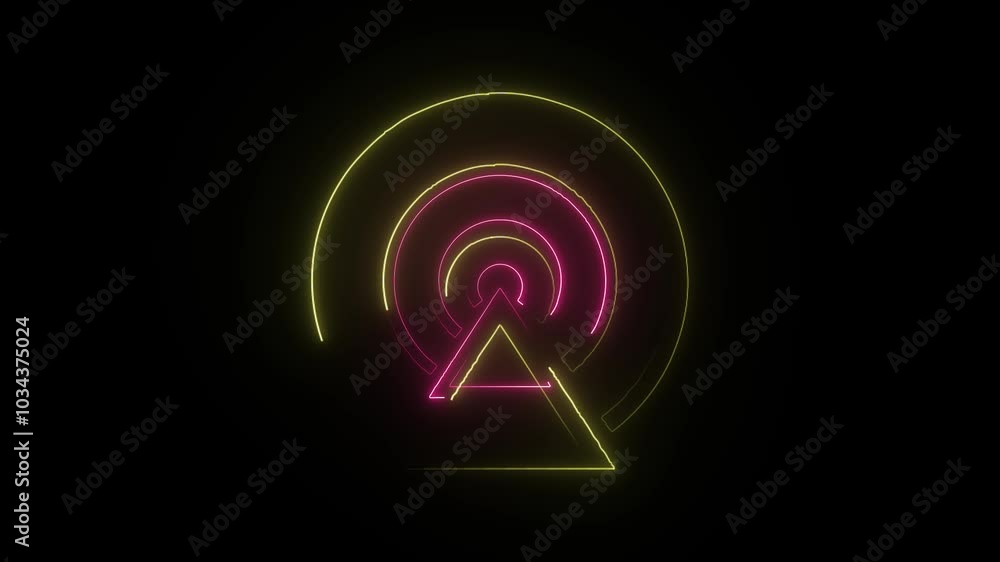 glowing neon signal icon isolated on black background. HD video motion graphic animation glowing neon signal icon isolated on black background. HD video motion graphic animation