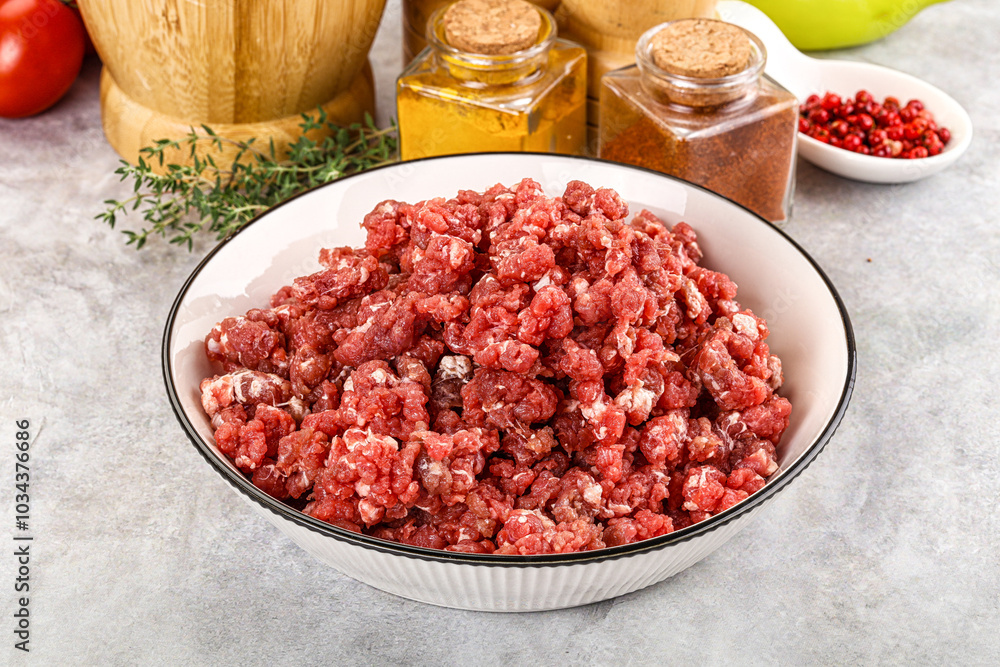 Raw beef minced meat for cooking Raw beef minced meat for cooking