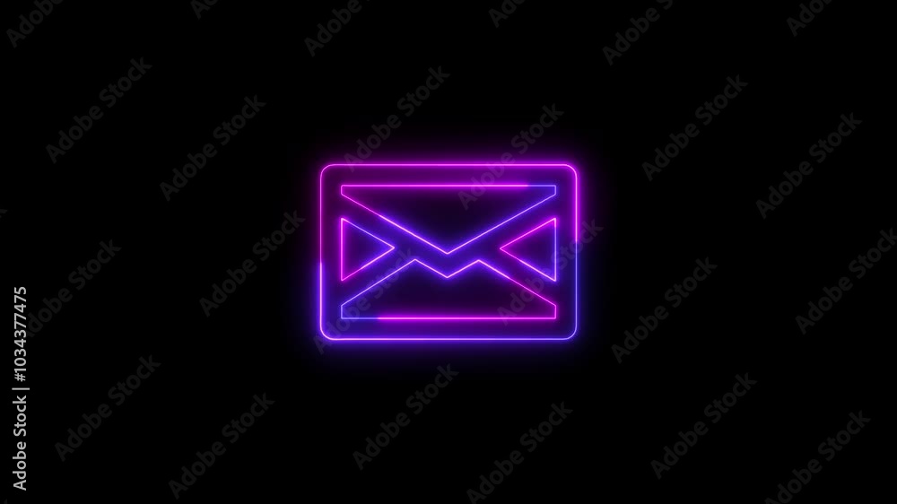 neon mail envelope icon animated on black background. glowing neon Mail envelope ,Glowing animated Message symbol , incoming mail, neon mail envelope icon animated on black background. glowing neon Mail envelope ,Glowing animated Message symbol , incoming mail,