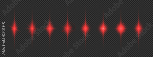 Set of red light effects of lens flares