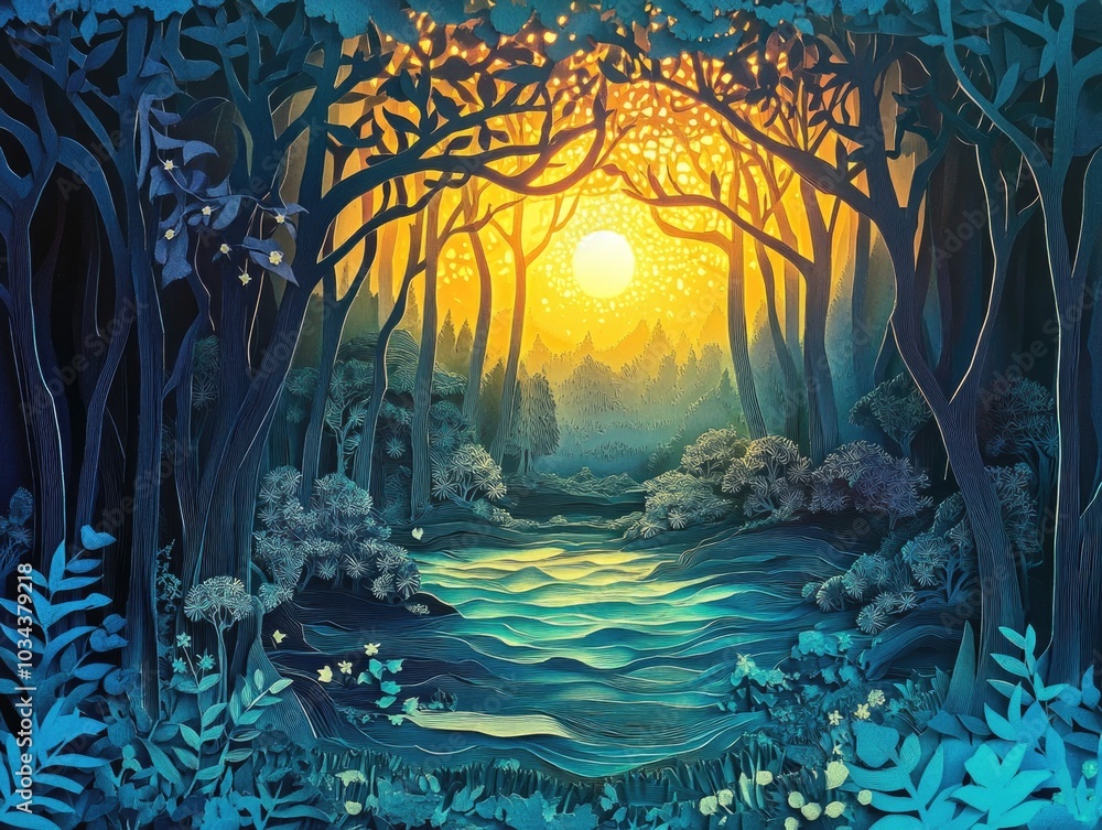 Fototapeta premium River flowing through the forest