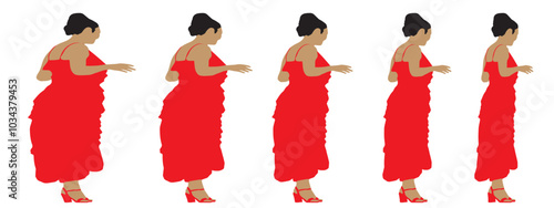 Conceptual fat overweight obese female vs slim fit healthy body after weight loss or diet on white background banner. A  fitness, nutrition or obesity, health shape illustration vector as silhouettes