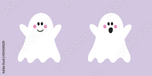 Cute spooky ghosts. Clipart collection. Halloween design. Vector illustration