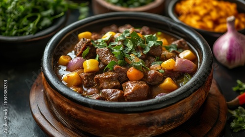 The national cuisine of Mexico: Pork neck stew and purslane.